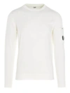 C.p. Company Lens Logo Pullover In White In White