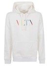 Valentino Vltn Multicolor Print Cotton Hoodie In D Bianco Vltn Multicolors