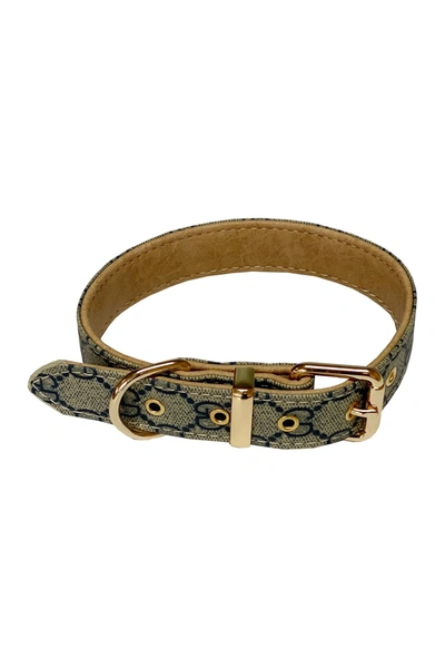 Dogs Of Glamour Sofia Dog Collar In Blue/beige