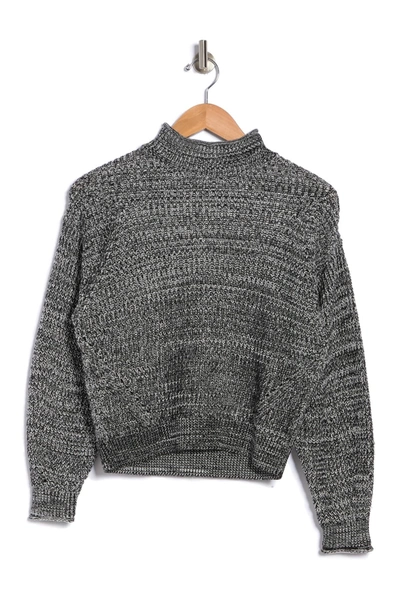 Abound Easy Stitch Ribbed Knit Mock Neck Sweater In Black Marl