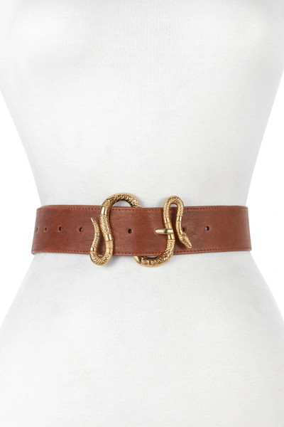 Raina Belts Majove Snake Buckle Belt In Cognac