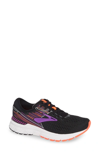 Brooks Adrenaline Gts 19 Running Shoe In Black/purple/coral