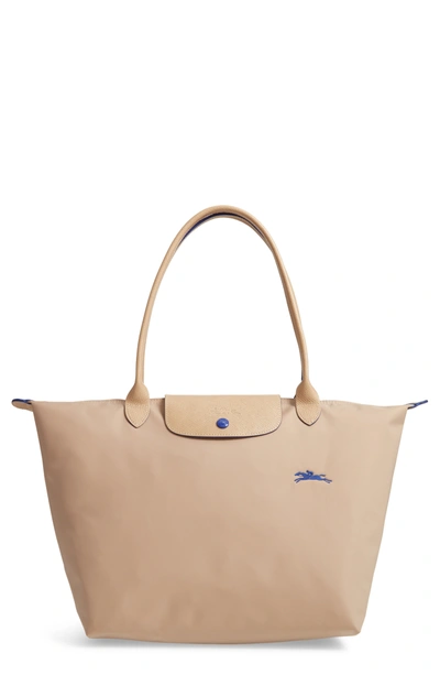 Longchamp Large Canvas Club Shoulder Tote Bag In Beige