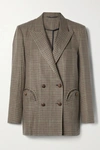 BLAZÉ MILANO EVERYNIGHT DOUBLE-BREASTED HOUNDSTOOTH LINEN AND COTTON-BLEND BLAZER