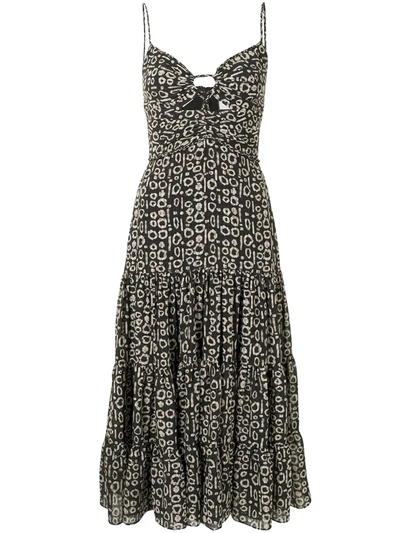 Alexis Jenay Abstract Printed Cutout Tiered Dress In Neutral,black