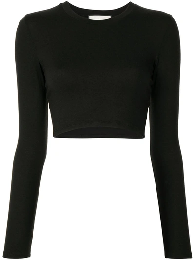 Alexis Long-sleeve Crop Top In Black