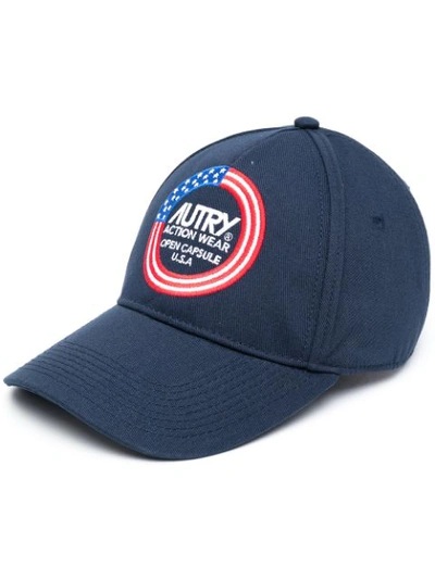 Autry Embroidered Cotton Baseball Cap In Blue