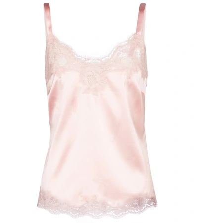 Dolce & Gabbana Silk Satin & Lace Camisole Top In Pink