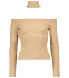 Simkhai Lila Ribbed-knit Off-shoulder Sweater In Beige