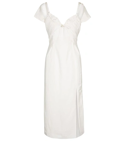 Jacquemus Tovallo Broderie-anglaise Linen-blend Midi Dress In 白色
