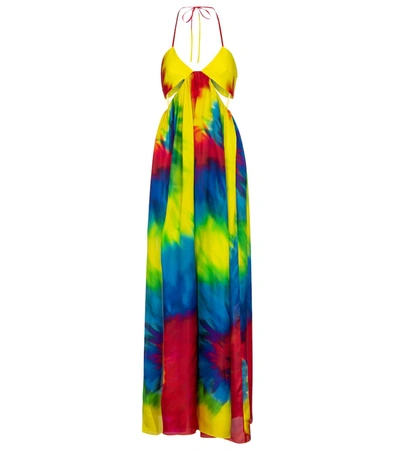Alexandre Vauthier Cutout Tie-dye Silk-charmeuse Maxi Dress In Multicoloured