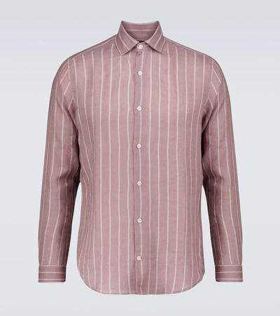 Frescobol Carioca Thomas Leblon-striped Linen Shirt In Pink