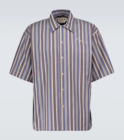 Marni Striped Cotton Short-sleeved Shirt In Multicoloured