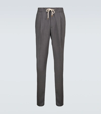 Brunello Cucinelli Drawstring Waist Cropped Track Pants In Grey