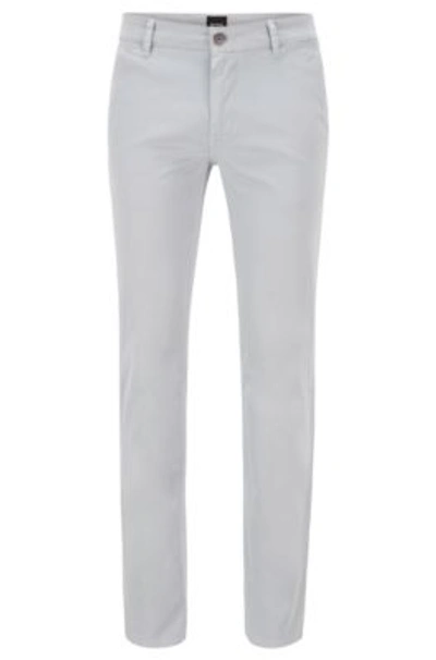 Hugo Boss - Slim Fit Casual Chinos In Brushed Stretch Cotton - Light Grey