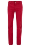 Hugo Boss - Slim Fit Casual Chinos In Brushed Stretch Cotton - Dark Red