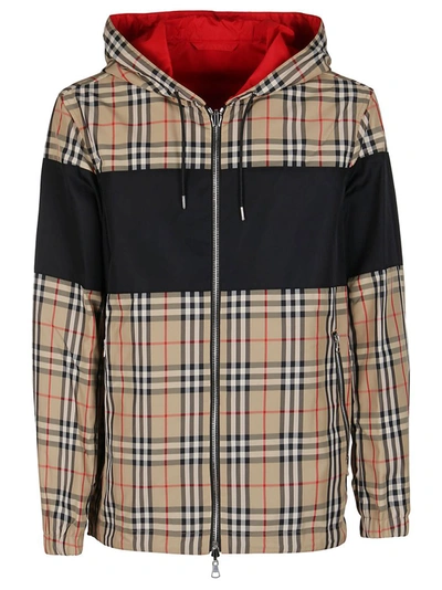Burberry Reversible Beige & Red Vintage Check Shropshire Anorak Jacket In Brown