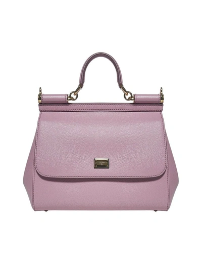 Dolce & Gabbana Sicily Medium Leather Shoulder Bag In Pink
