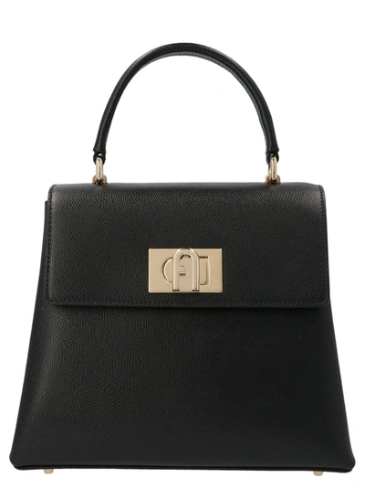 Furla 1927 Foldover Small Tote Bag In Black