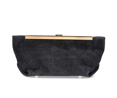 Khaite Aimee Envelope Pleat Clutch Bag In Black