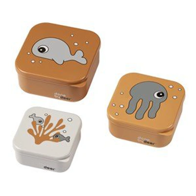 Done By Deer 3-pack Sea Friends Snack Boxes Mustard In Yellow