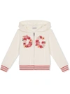 DOLCE & GABBANA FLORAL LOGO-EMBROIDERED HOODIE