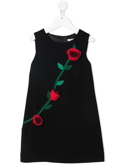 Dolce & Gabbana Kids' Sleeveless Floral Dress In Black