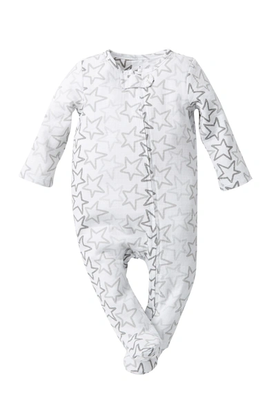 Aden + Anais Star Long Sleeve One Piece In Dove Outline Star