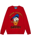 Gucci + Net Sustain + Disney Appliquéd Printed Organic Cotton-jersey Sweatshirt In Red