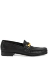 GUCCI CHAIN-DETAIL LEATHER LOAFERS