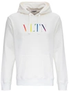 Valentino Vltn Multicolor Print Cotton Hoodie In White