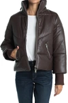 Walter Baker Edwina Leather Puffer Jacket In Brown
