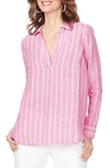 Nydj Linen Tunic Top In Pink Dream Stripe