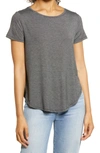 Halogen Shirttail Hem T-shirt In Black Stripe