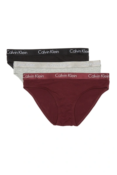 Calvin Klein Motive Cotton Bikini Panties In 9lw Black/ Grey