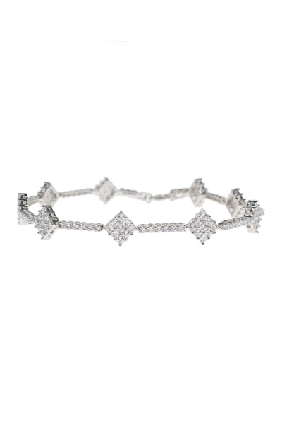 Cz By Kenneth Jay Lane Diamond Shaped Cz Anklet In Clear/silver