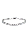 Cz By Kenneth Jay Lane Rhodium Plated Round Cz Tennis Bracelet In Clear-silver
