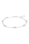 Cz By Kenneth Jay Lane Rhodium Plated Bezel Cz Station Anklet In Clear-silver