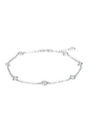 CZ BY KENNETH JAY LANE RHODIUM PLATED BEZEL CZ STATION ANKLET,848179077702