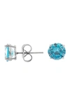 Cz By Kenneth Jay Lane Round Cz 4 Prong Luxe Earrings In Blue-silver