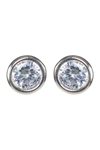 Cz By Kenneth Jay Lane Bezel Cz Stud Earrings In Clear-silver