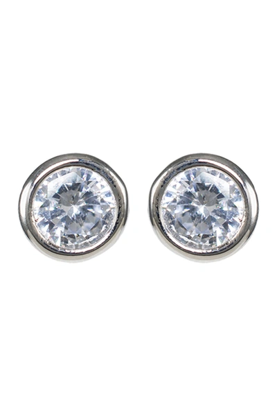 Cz By Kenneth Jay Lane Bezel Cz Stud Earrings In Clear-silver