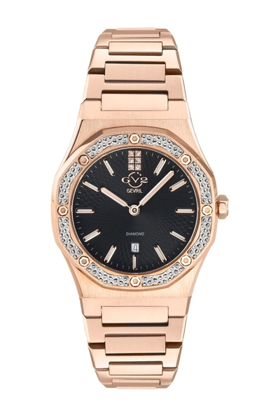 Gevril Gv2 Palmanova Black Dial Watch, 33mm In Ip Rose