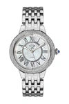 Gevril Gv2 Astor Ii Mother-of-pearl Diamond Bracelet Strap Watch, 38mm In Silver