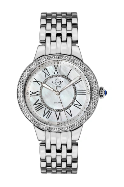 Gevril Astor Ii Mother-of-pearl Diamond Bracelet Strap Watch, 38mm In Silver
