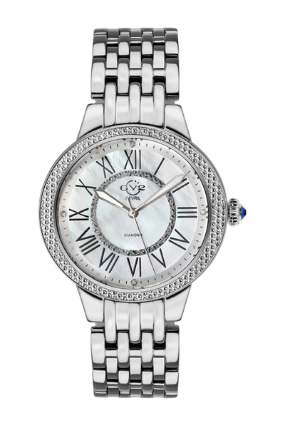 Gevril Gv2 Astor Ii Mother-of-pearl Diamond Bracelet Strap Watch, 38mm In Silver
