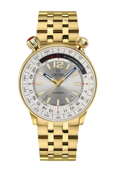 Gevril Wallabout Compass Bezel Bracelet Watch, 44mm In Gold