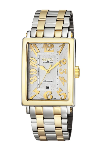 Gevril Two-tone Avenue Of America Bracelet Watch, 44mm X 34mm In Two-tone Ss/ipyg
