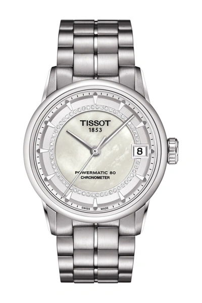 Tissot Luxury Diamond Mother Of Pearl Watch, 33mm In White Mother Of Pearl