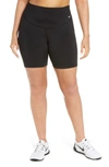 Nike Black One Mid-rise Biker Shorts In Black/white